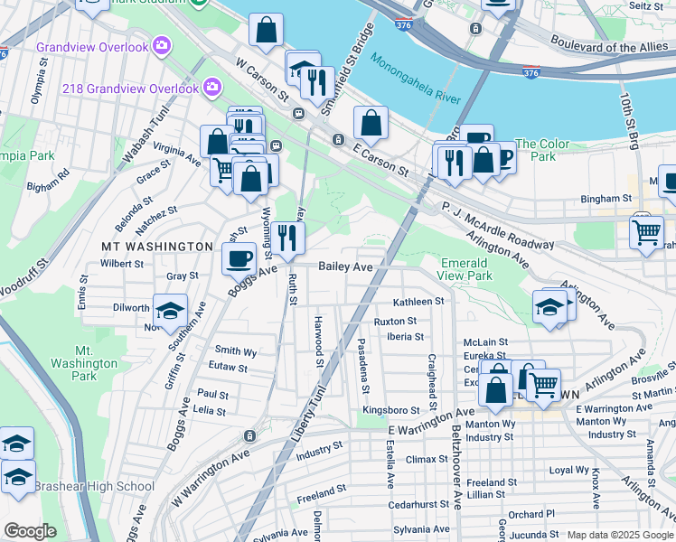 map of restaurants, bars, coffee shops, grocery stores, and more near 11 Haberman Avenue in Pittsburgh