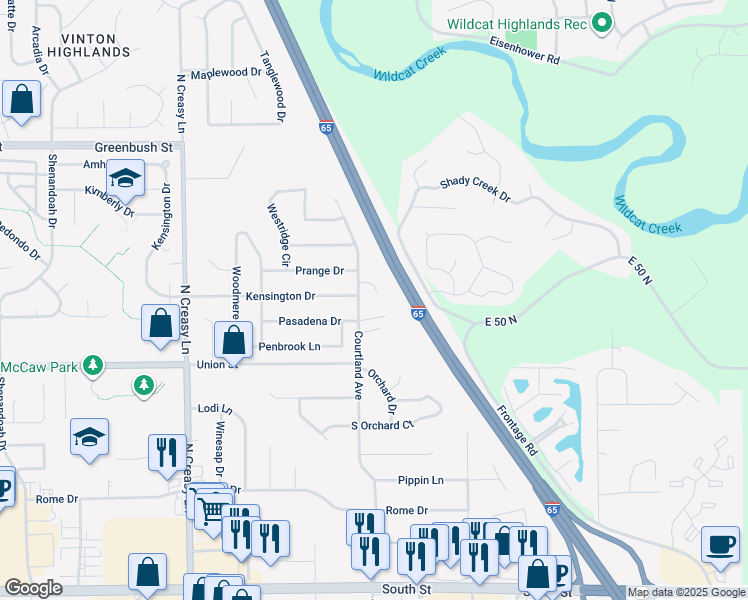 map of restaurants, bars, coffee shops, grocery stores, and more near 60 Pasadena Court in Lafayette