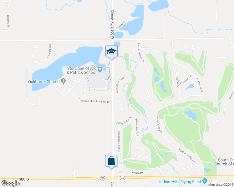 map of restaurants, bars, coffee shops, grocery stores, and more near 3200 Woodhaven Trail in Kokomo