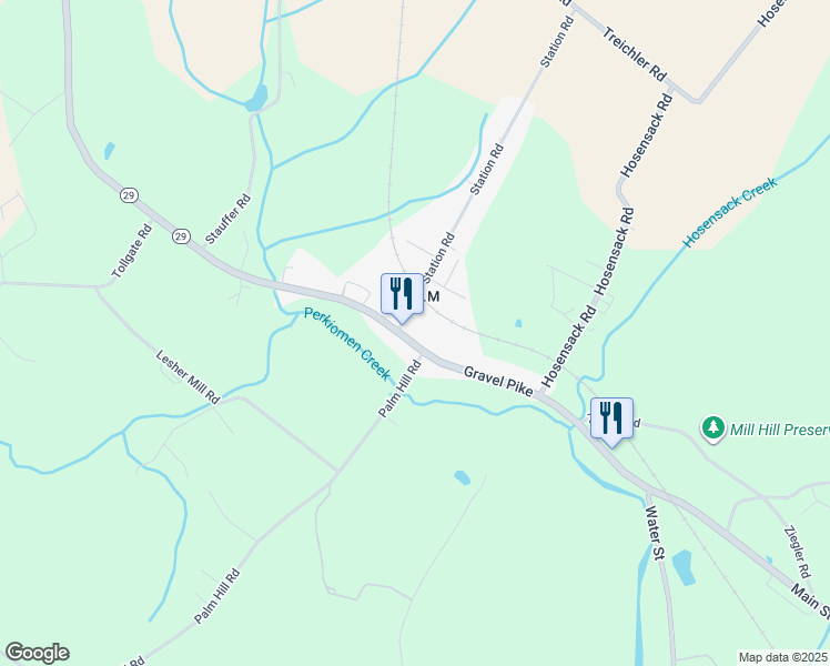 map of restaurants, bars, coffee shops, grocery stores, and more near 796 Gravel Pike in Montgomery County