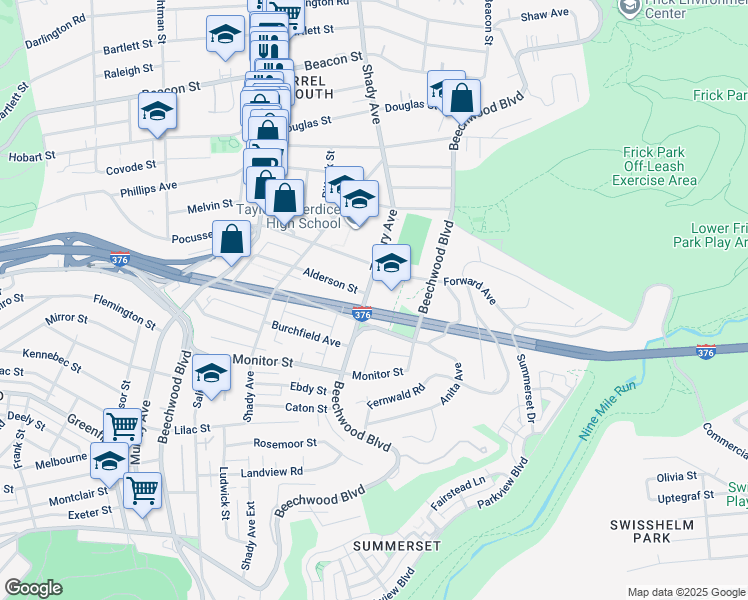 map of restaurants, bars, coffee shops, grocery stores, and more near 2611 Tilbury Avenue in Pittsburgh