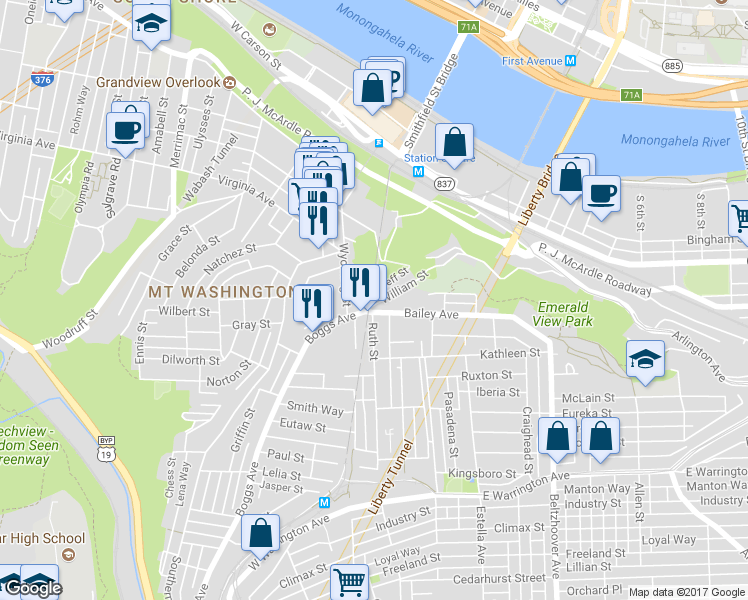 map of restaurants, bars, coffee shops, grocery stores, and more near 6 Neff Street in Pittsburgh