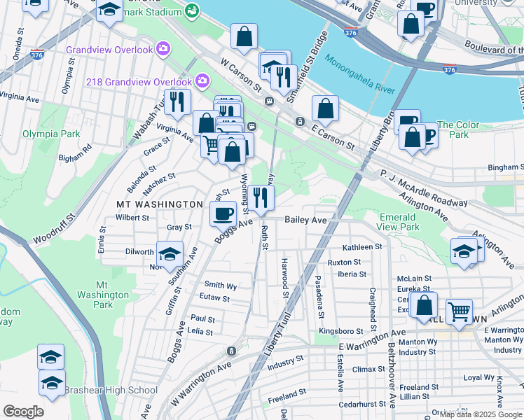 map of restaurants, bars, coffee shops, grocery stores, and more near 6 Neff Street in Pittsburgh