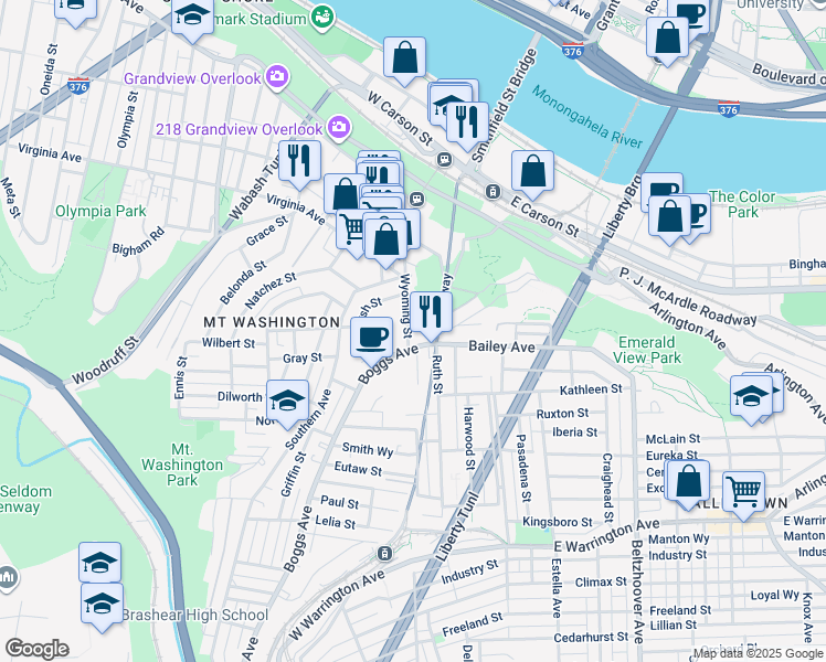 map of restaurants, bars, coffee shops, grocery stores, and more near 6 Neff Street in Pittsburgh