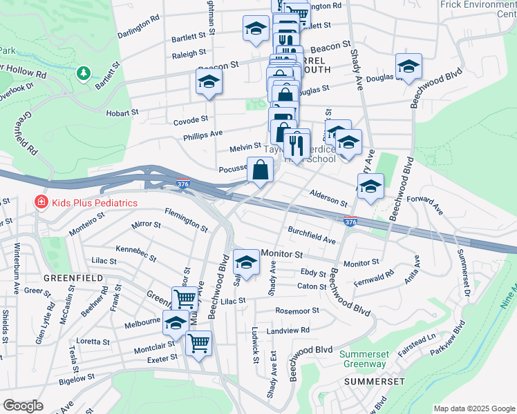 map of restaurants, bars, coffee shops, grocery stores, and more near 5812 Morrowfield Avenue in Pittsburgh