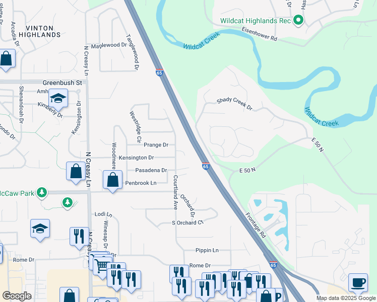map of restaurants, bars, coffee shops, grocery stores, and more near 28 Ironwood Court in Lafayette