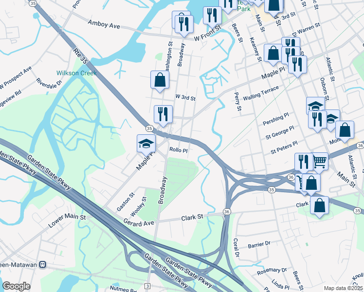 map of restaurants, bars, coffee shops, grocery stores, and more near 193 Chingarora Avenue in Union Beach