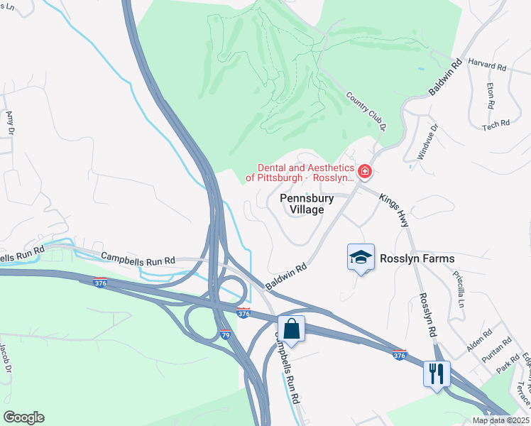 map of restaurants, bars, coffee shops, grocery stores, and more near 612 Carriage Circle in Pittsburgh