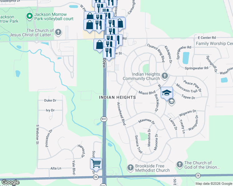 map of restaurants, bars, coffee shops, grocery stores, and more near in Kokomo