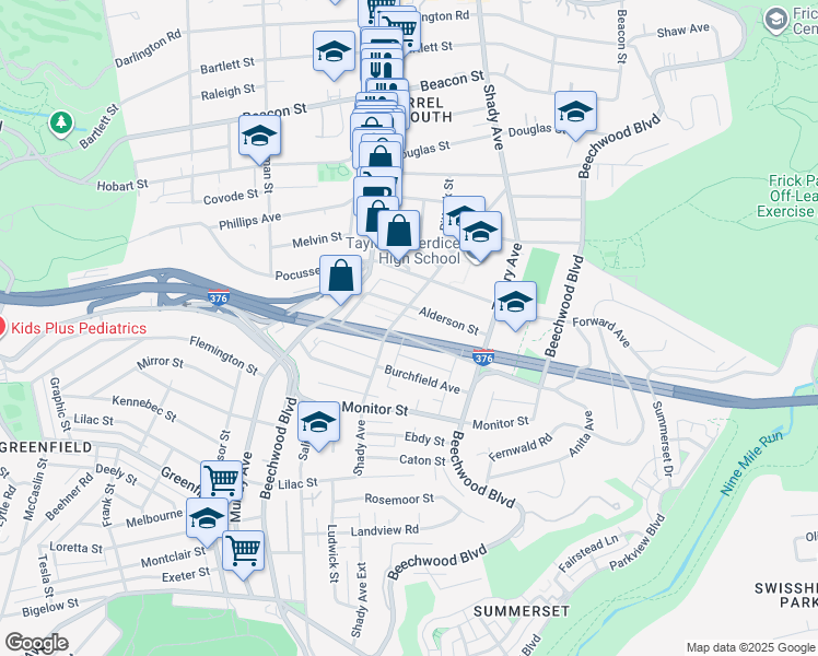 map of restaurants, bars, coffee shops, grocery stores, and more near in Pittsburgh