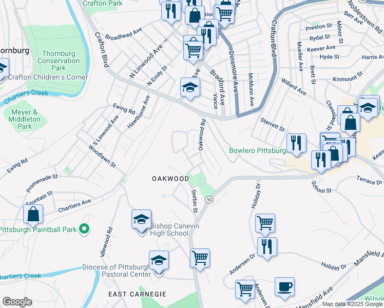 map of restaurants, bars, coffee shops, grocery stores, and more near 14 Cannon Street in Pittsburgh