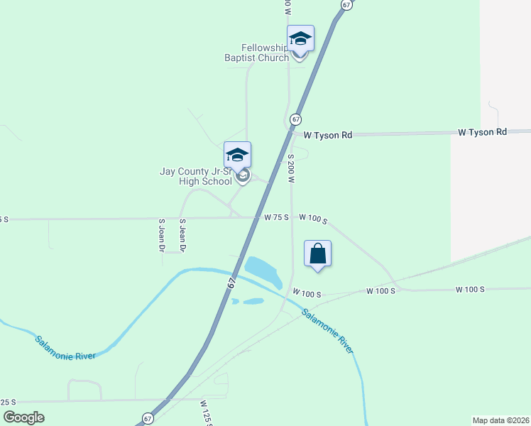 map of restaurants, bars, coffee shops, grocery stores, and more near 2107-2171 Indiana 67 in Portland