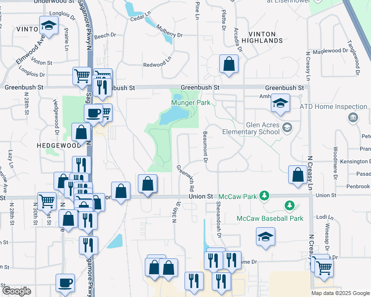 map of restaurants, bars, coffee shops, grocery stores, and more near 918 Haverford Drive in Lafayette