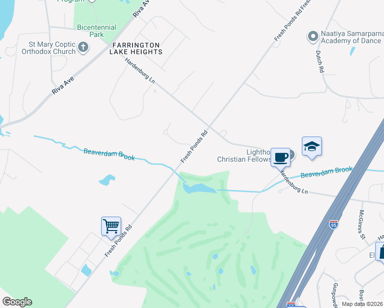 map of restaurants, bars, coffee shops, grocery stores, and more near 106 Fresh Ponds Road in East Brunswick