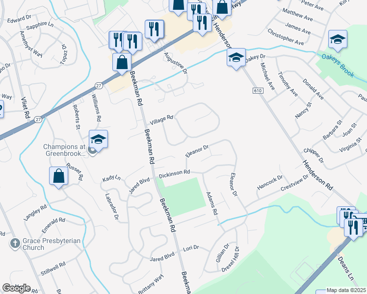 map of restaurants, bars, coffee shops, grocery stores, and more near 18 Country Woods Drive in South Brunswick Township