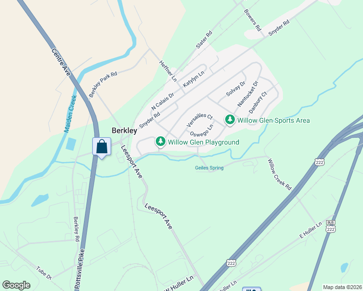 map of restaurants, bars, coffee shops, grocery stores, and more near 41 Calais Drive in Reading