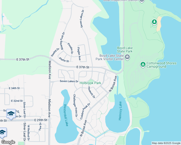 map of restaurants, bars, coffee shops, grocery stores, and more near 1766 Seven Lakes Drive in Loveland