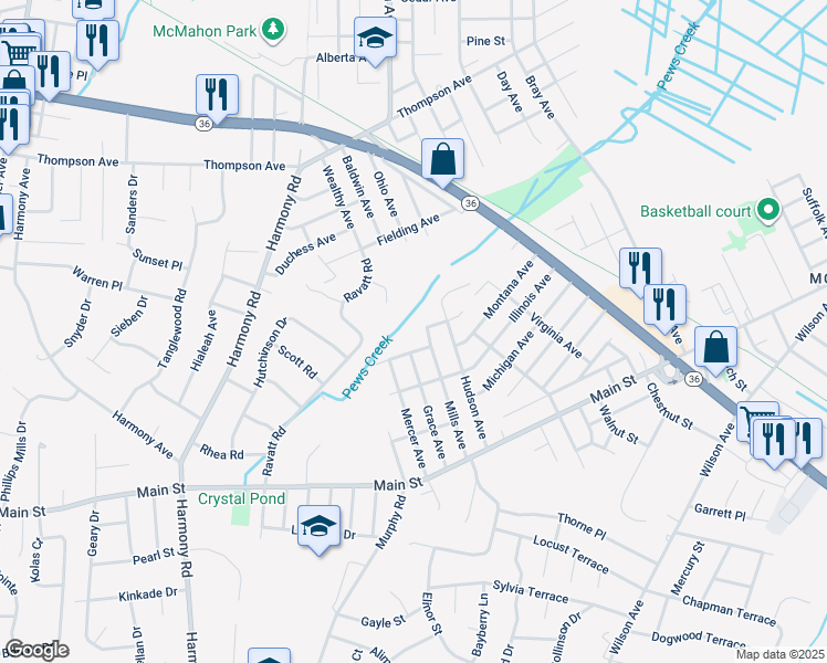 map of restaurants, bars, coffee shops, grocery stores, and more near 9 Briarcliff Place in Port Monmouth