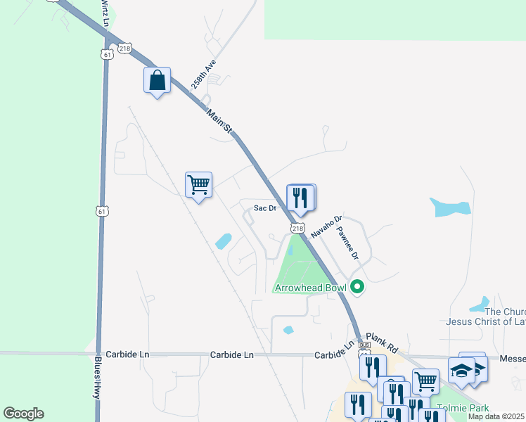 map of restaurants, bars, coffee shops, grocery stores, and more near 15 Sac Drive in Keokuk