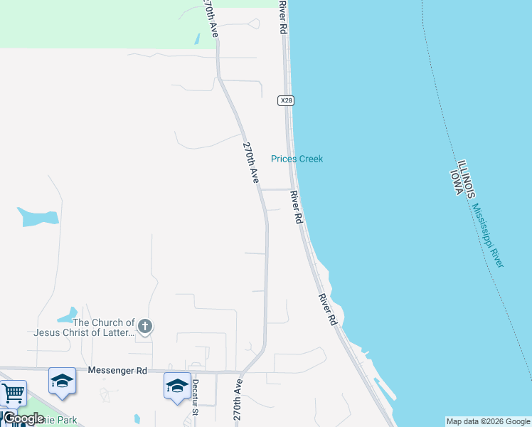 map of restaurants, bars, coffee shops, grocery stores, and more near 4084 270th Avenue in Keokuk