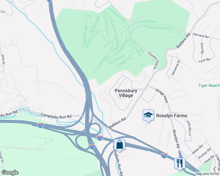 map of restaurants, bars, coffee shops, grocery stores, and more near 612 Carriage Circle in Pittsburgh