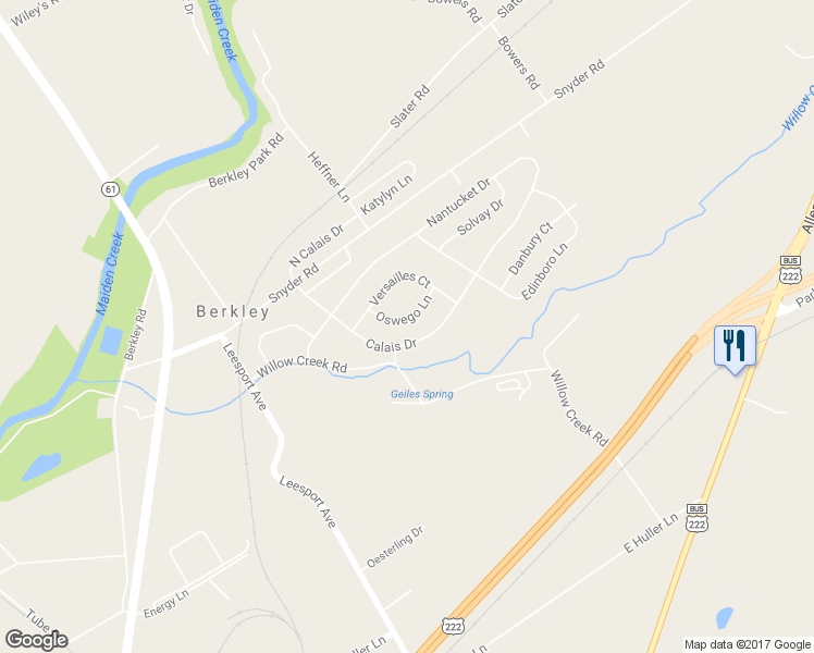 map of restaurants, bars, coffee shops, grocery stores, and more near 20 Oswego Lane in Reading