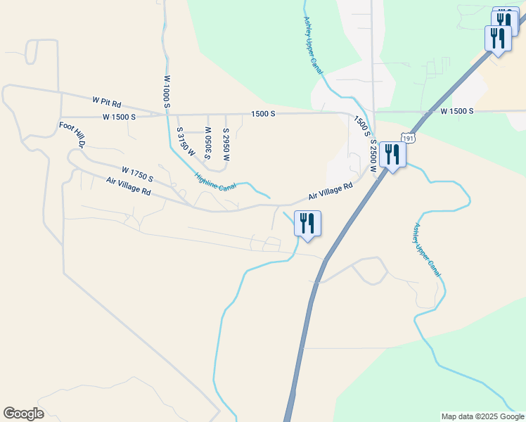 map of restaurants, bars, coffee shops, grocery stores, and more near 2849 West 1800 South in Vernal
