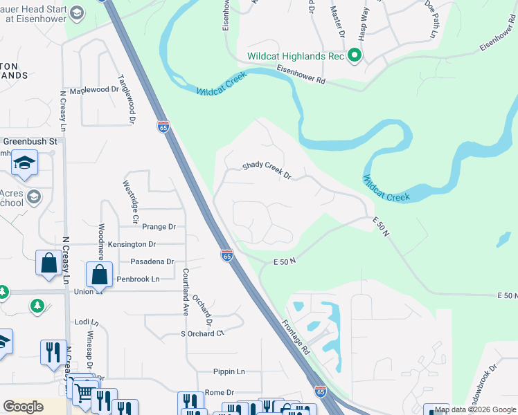 map of restaurants, bars, coffee shops, grocery stores, and more near 825 Foxwood Drive in Lafayette