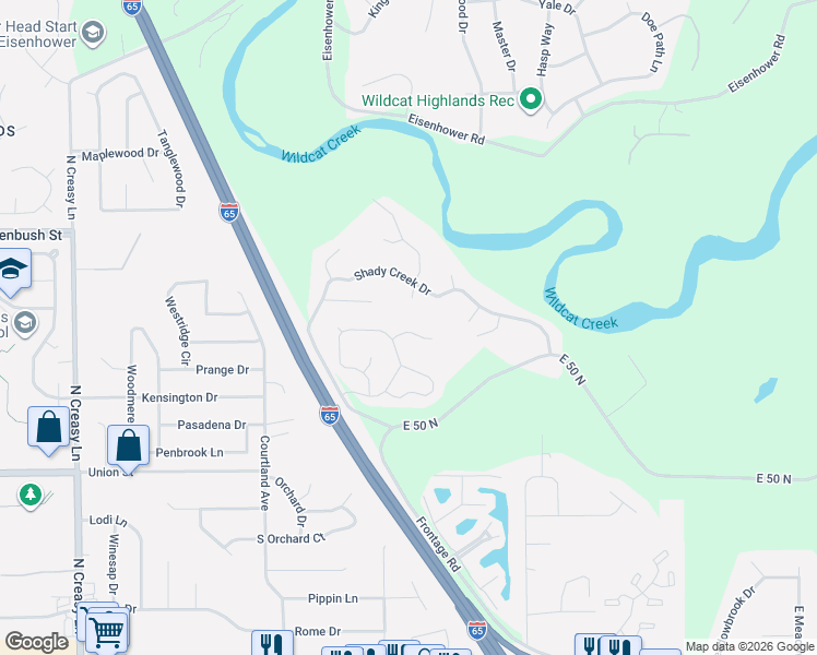 map of restaurants, bars, coffee shops, grocery stores, and more near 100 Foxwood Ct in Lafayette