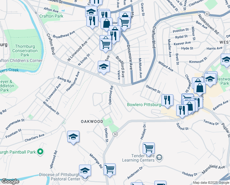map of restaurants, bars, coffee shops, grocery stores, and more near 126 Pensdale Street in Pittsburgh