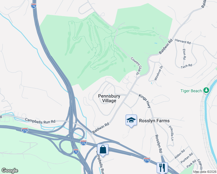 map of restaurants, bars, coffee shops, grocery stores, and more near 201 Colony Court in Pittsburgh
