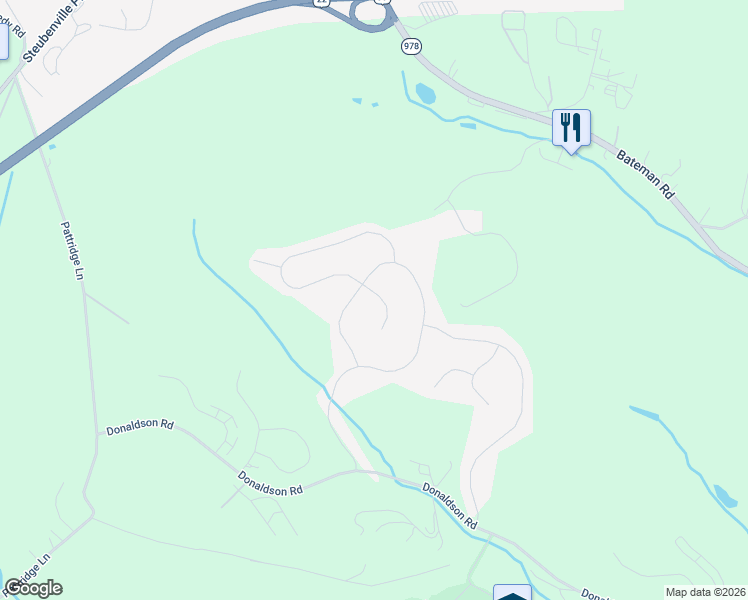 map of restaurants, bars, coffee shops, grocery stores, and more near 104 Derby Lane in Noblestown