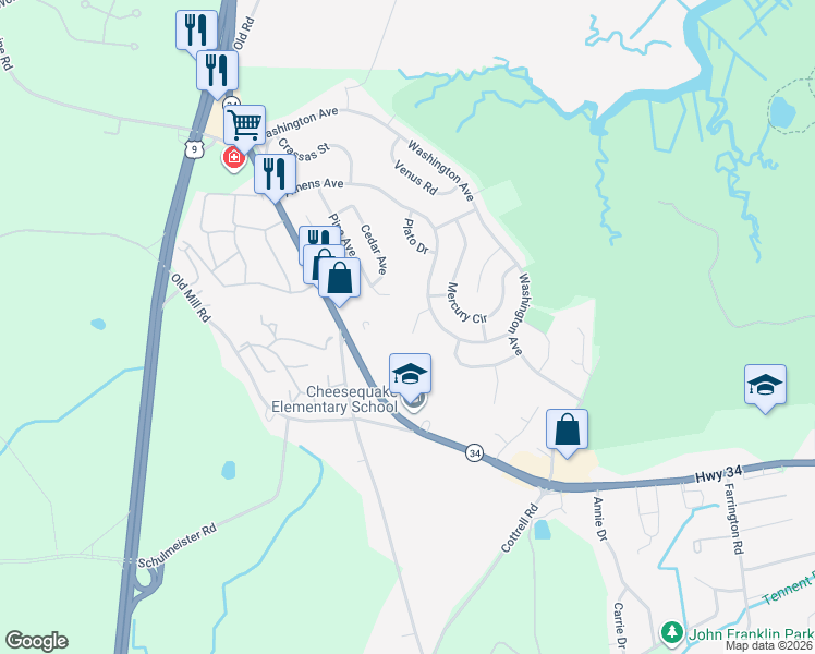 map of restaurants, bars, coffee shops, grocery stores, and more near 9 Sparta Court in South Amboy