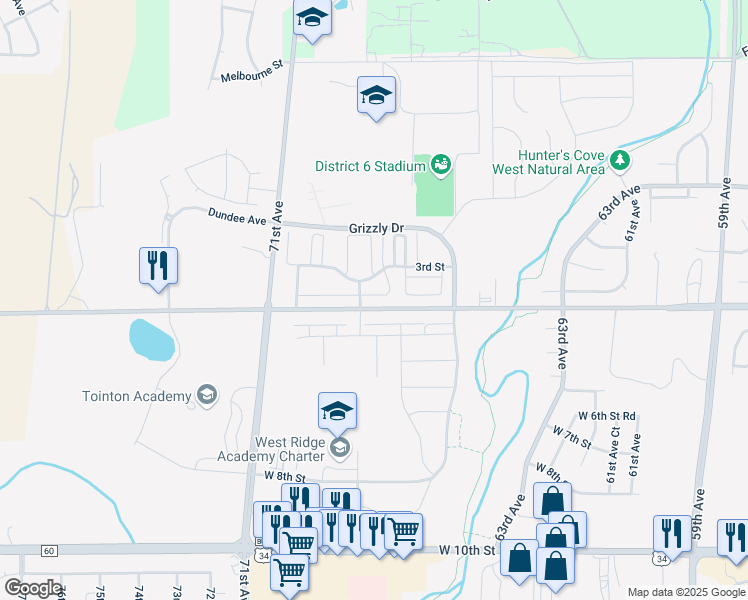 map of restaurants, bars, coffee shops, grocery stores, and more near 6806 West 3rd Street in Greeley