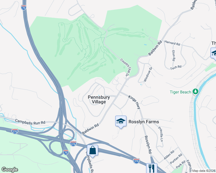 map of restaurants, bars, coffee shops, grocery stores, and more near 201 Colony Court in Pittsburgh