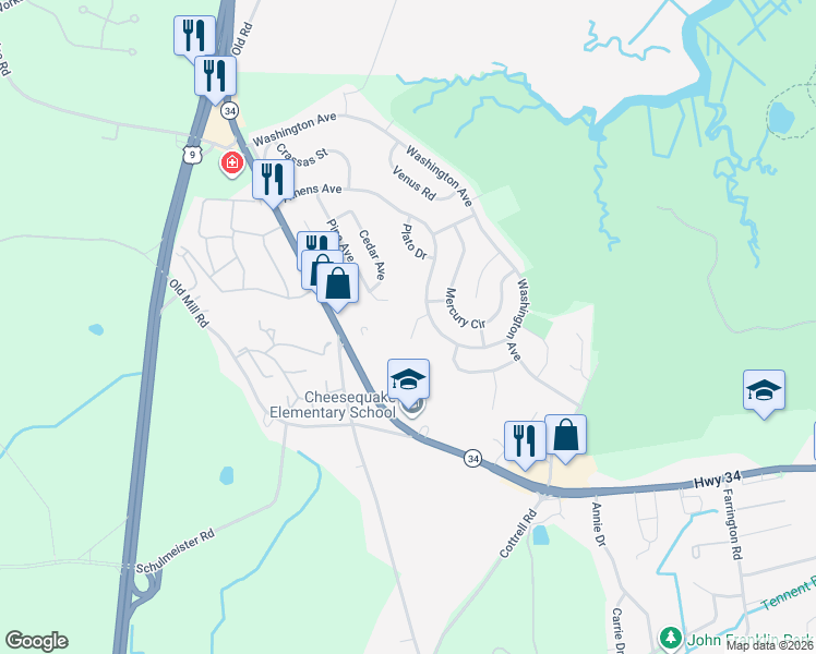 map of restaurants, bars, coffee shops, grocery stores, and more near 9 Sparta Court in South Amboy