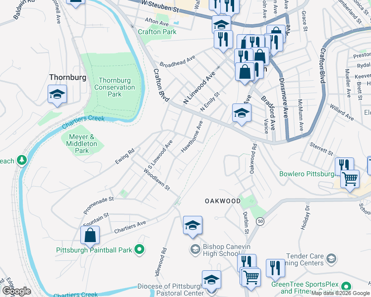 map of restaurants, bars, coffee shops, grocery stores, and more near 66 Kingston Avenue in Pittsburgh