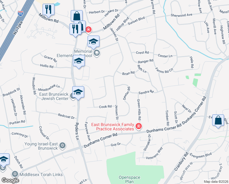 map of restaurants, bars, coffee shops, grocery stores, and more near in Edison Township