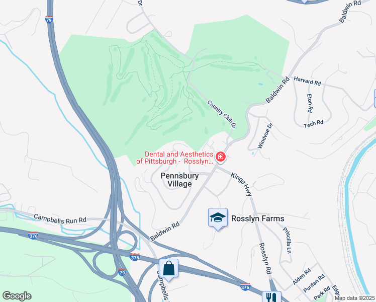 map of restaurants, bars, coffee shops, grocery stores, and more near 201 Colony Court in Pittsburgh