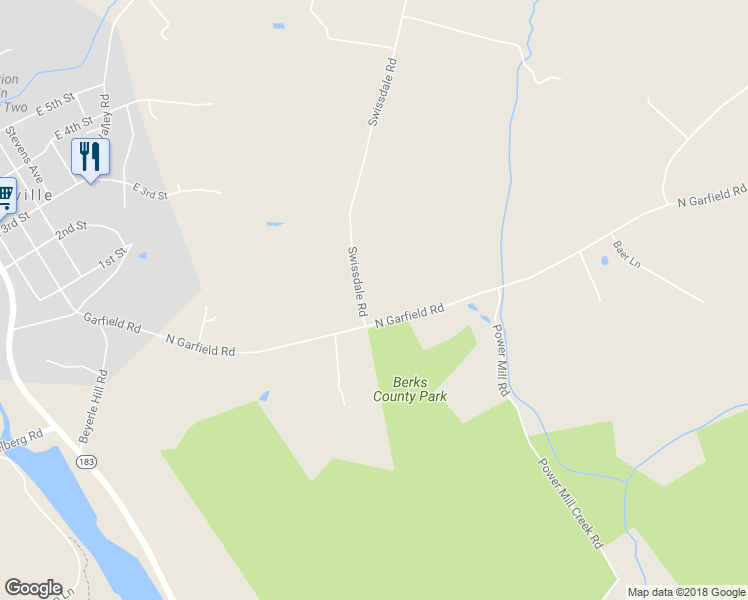 map of restaurants, bars, coffee shops, grocery stores, and more near 3 Swissdale Road in Bernville