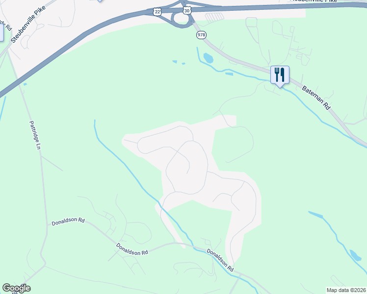 map of restaurants, bars, coffee shops, grocery stores, and more near 104 Derby Lane in Noblestown