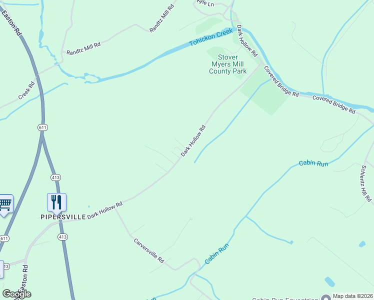 map of restaurants, bars, coffee shops, grocery stores, and more near 182 Dark Hollow Road in Bucks County