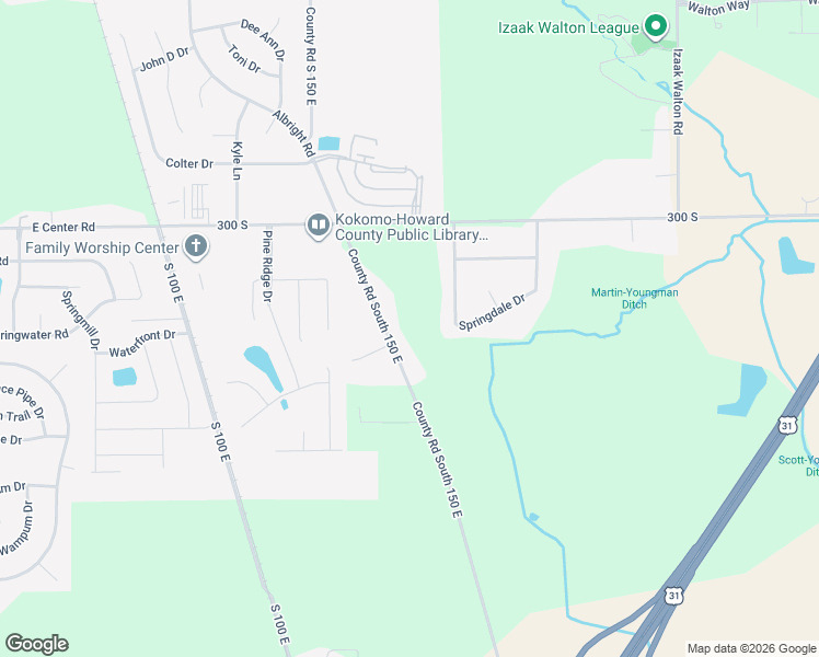 map of restaurants, bars, coffee shops, grocery stores, and more near 3192 South 150 East in Kokomo