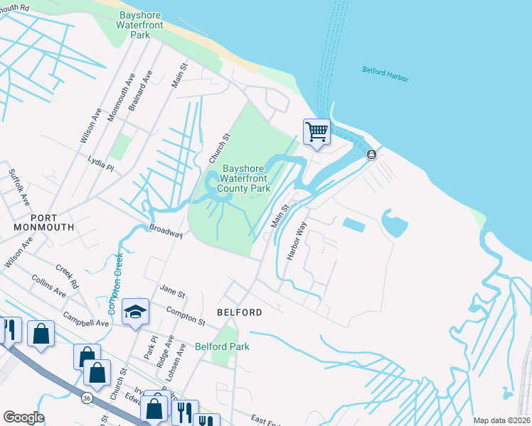 map of restaurants, bars, coffee shops, grocery stores, and more near 1 Old Drift Road in Belford