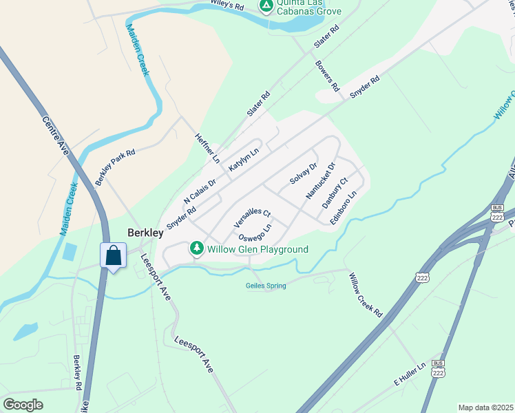 map of restaurants, bars, coffee shops, grocery stores, and more near 25 Versailles Court in Reading