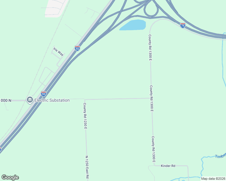 map of restaurants, bars, coffee shops, grocery stores, and more near 2401-2713 County Road 1000 North in Bloomington