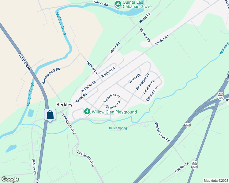 map of restaurants, bars, coffee shops, grocery stores, and more near 25 Versailles Court in Reading