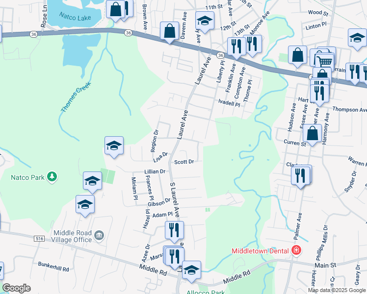map of restaurants, bars, coffee shops, grocery stores, and more near 8 Campo Ln in Hazlet