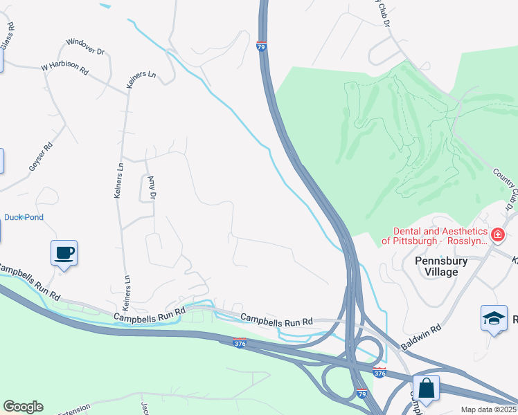 map of restaurants, bars, coffee shops, grocery stores, and more near 3059 McMillan Road in Pittsburgh