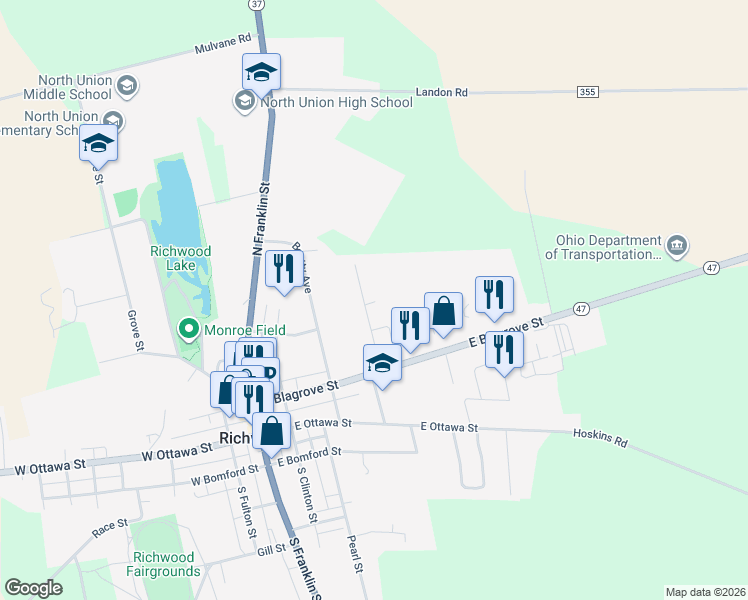 map of restaurants, bars, coffee shops, grocery stores, and more near 150 Blaine Avenue in Richwood